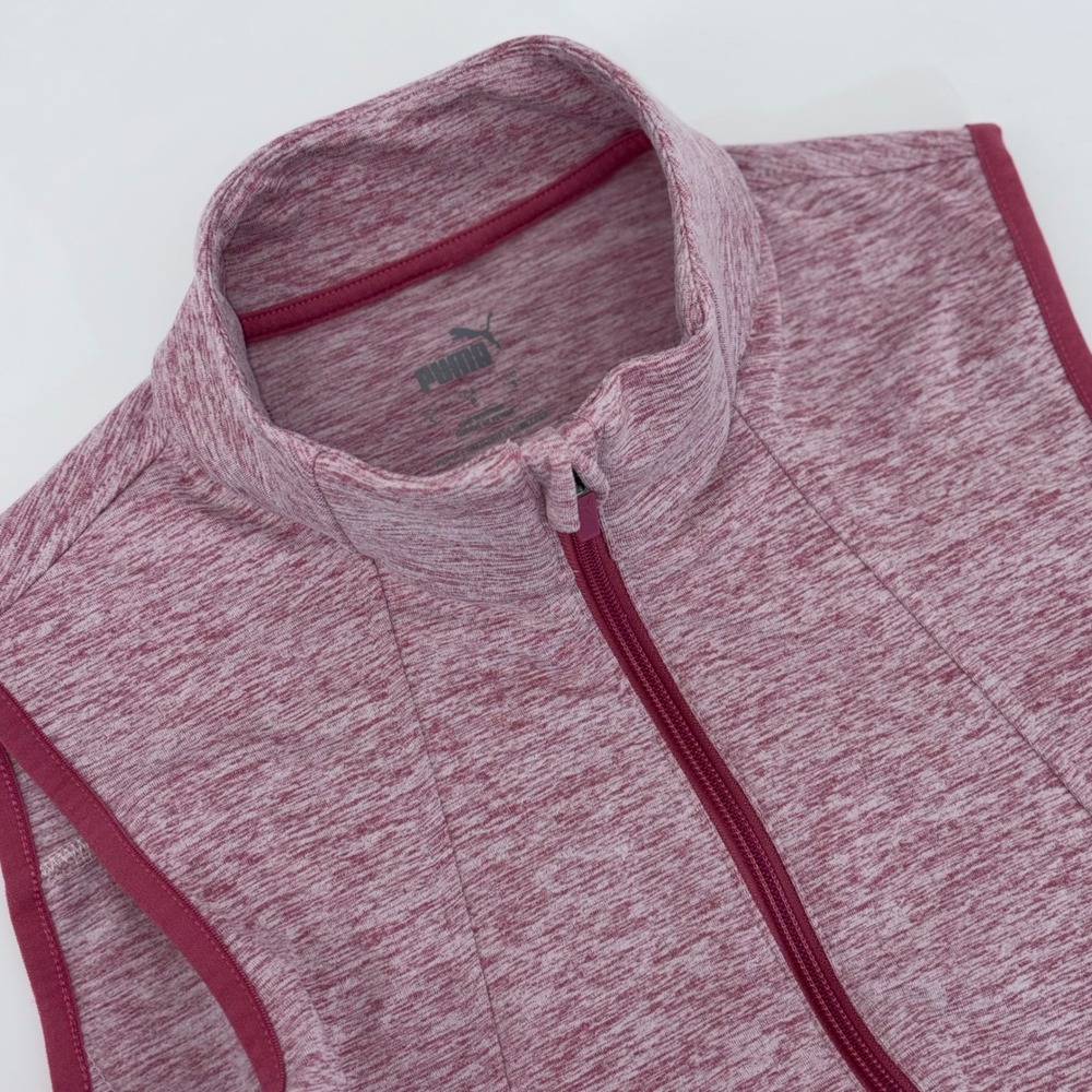 Puma Carlsbad CA Womens Small Burgundy Space Dye Full Zip Golf Vest Activewear